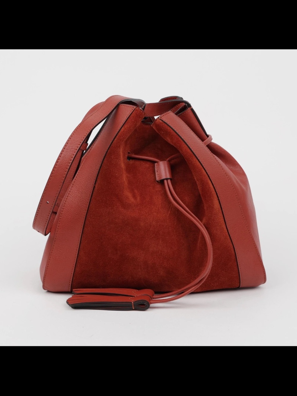 Mulberry Red Suede & Leather Drawstring Hobo Bag